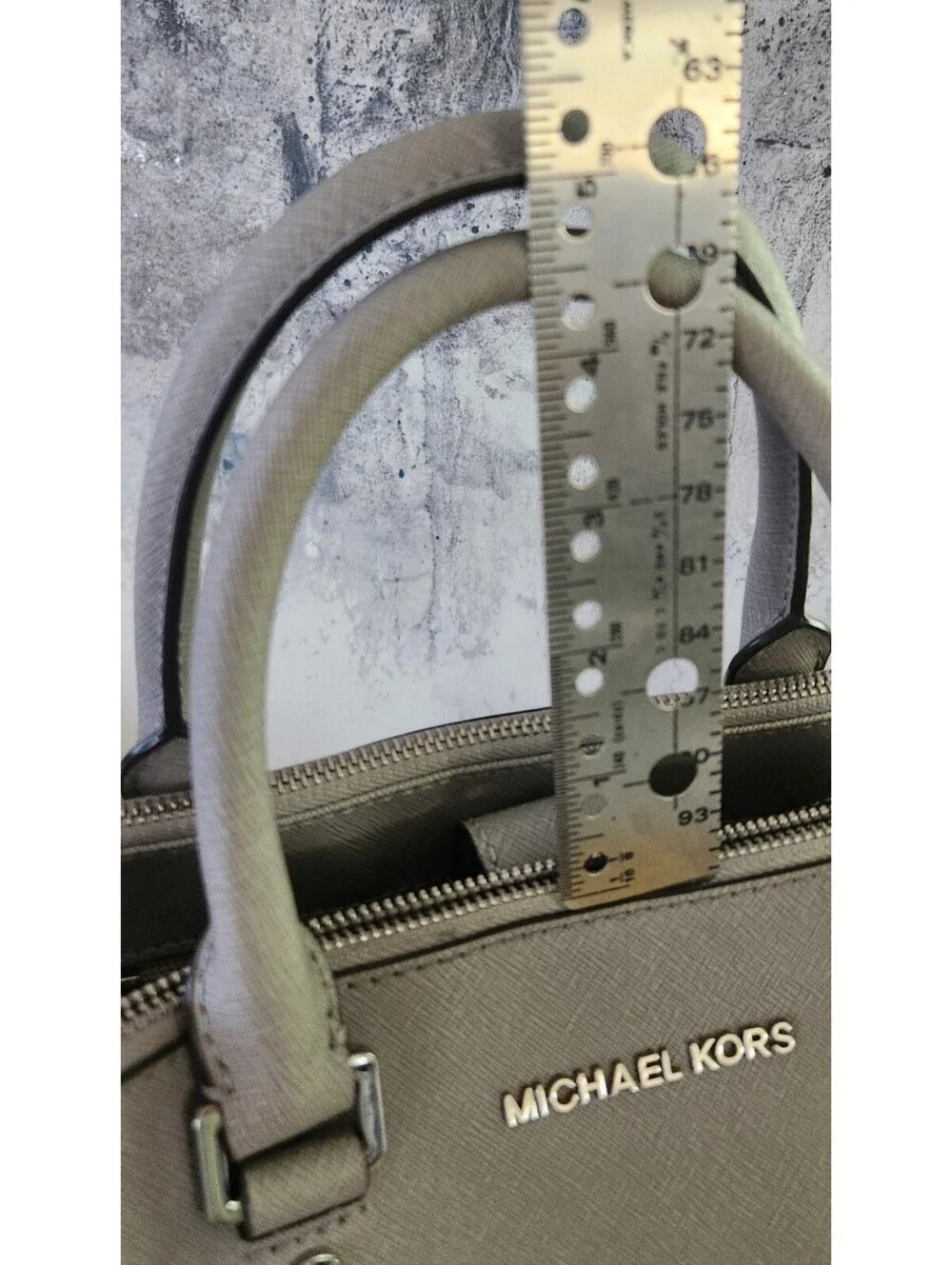 Michael Kors Saffiano Leather Satchel (M) Silver-Tone Hrdwre